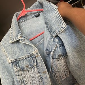 Never worn! Shein Fringe Jean Jacket